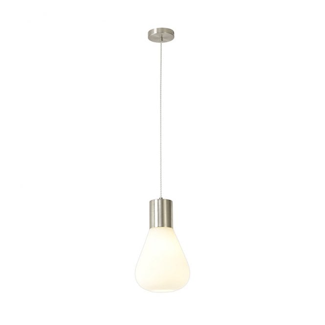 Discovery Lighting Chung Ceiing Pendant Light - Satin Nickel with Opal Glass