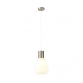 Chung Ceiing Pendant Light - Satin Nickel with Opal Glass