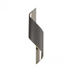 Coil Large LED Flush Wall Light - Anthracite and Polished Chrome