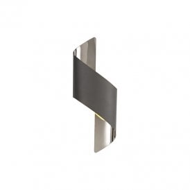 Coil LED Flush Wall Light - Anthracite and Polished Chrome