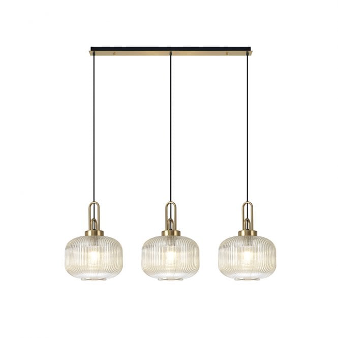 Discovery Lighting Dakota 3 Light Bar Ceiling Pendant - Brass and Champagne Glass