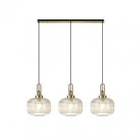 Dakota 3 Light Bar Ceiling Pendant - Brass and Champagne Glass