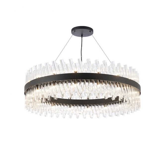 Discovery Lighting Detroit 1000 Glass Chandelier - Satin Black with Clear Glass