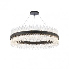Detroit 1000 Glass Chandelier - Satin Black with Clear Glass
