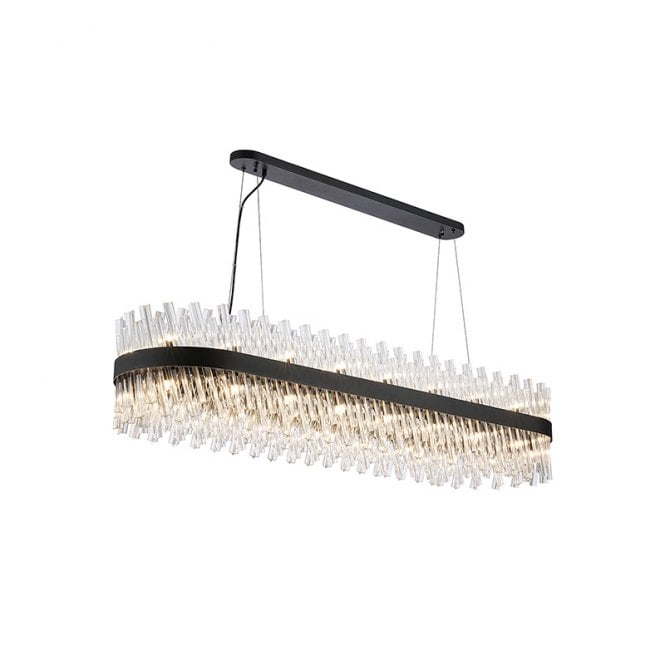 Discovery Lighting Detroit 1500 Glass Bar Ceiling Pendant Light - Satin Black with Clear Glass