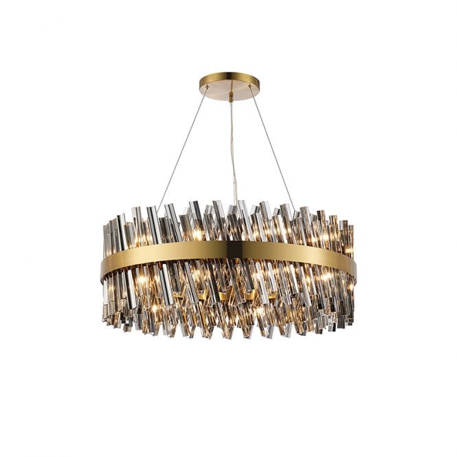 Discovery Lighting Detroit 800 Glass Chandelier - Brass with Smoked Glass