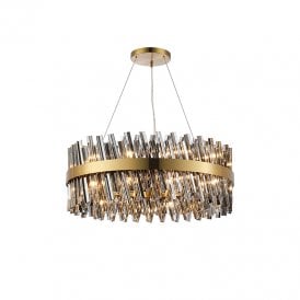 Detroit 800 Glass Chandelier - Brass with Smoked Glass