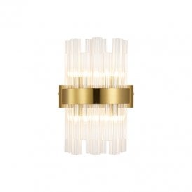 Detroit Glass Flush Wall Light - Brass with Clear Glass