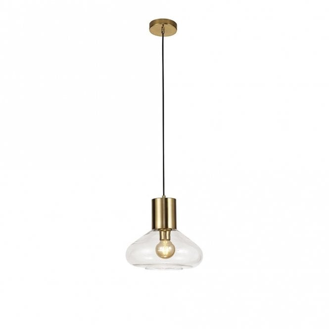 Discovery Lighting Discovery Chung Single Light Ceiling Pendant in Ancient Brass and Clear Glass Finish