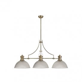 Fawn 380 3 Light Glass Bar Ceiling Pendant - Antique Brass