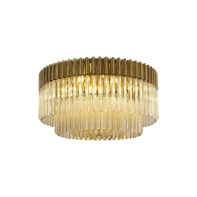 Discovery Lighting Festival 800 Glass Flush Ceiling Light - Brass and Amber Glass