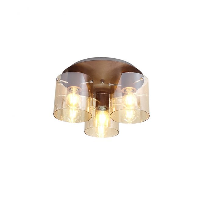 Discovery Lighting Jene 3 Light Flush Ceiling Light - Mocha