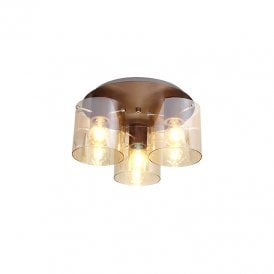 Jene 3 Light Flush Ceiling Light - Mocha