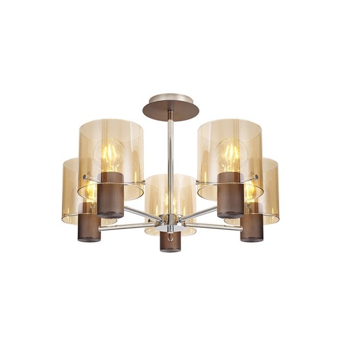 Discovery Lighting Jene 5 Arm Semi-Flush Ceiling Light - Mocha