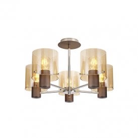 Jene 5 Arm Semi-Flush Ceiling Light - Mocha