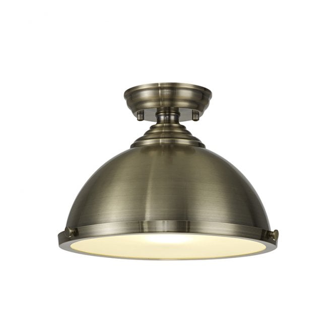 Discovery Lighting Missouri Single Light Flush Ceiling Light With Round 31cm Metal Shade Antique Brass