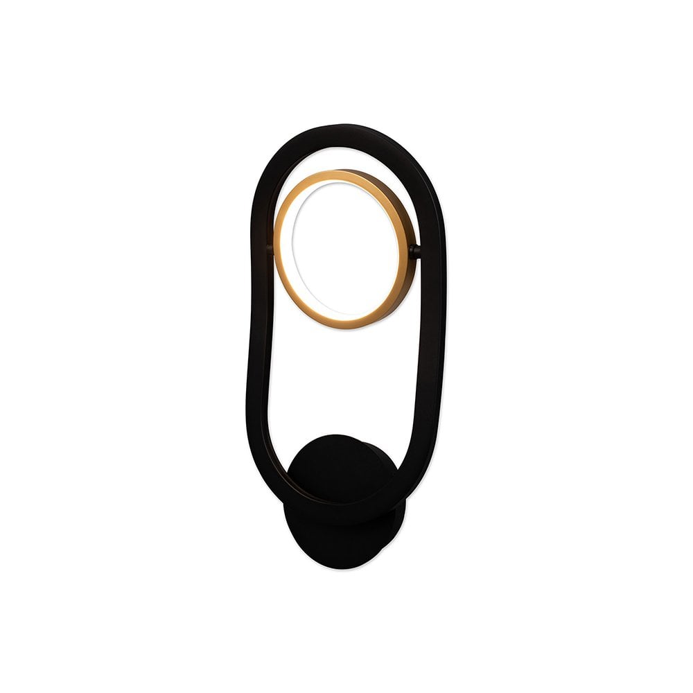 Single Light Omaha Single Light LED Wall Light In Satin Black and Gold Finish