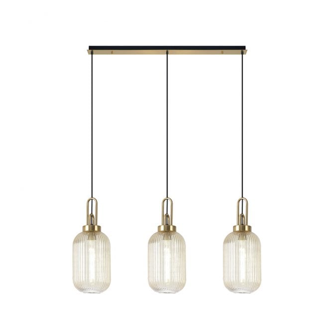 Discovery Lighting Savannah 3 Light Bar Ceiling Pendant - Brass and Champagne Glass