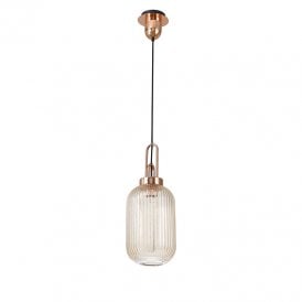 Savannah Ceiling Pendant Light - Copper and Champagne Glass