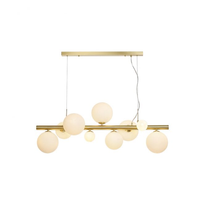 Discovery Lighting Sedona 9 Light Bar Ceiling Pendant - Satin Gold and Opal Glass