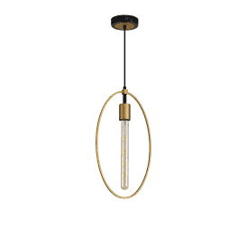 Showbiz Single Light Large Ceiling Pendant in Gold and Black Finish