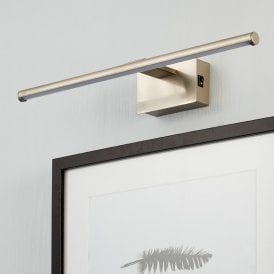 Slimline Large  Battery Operated LED Picture Light In Satin Nickel Finish