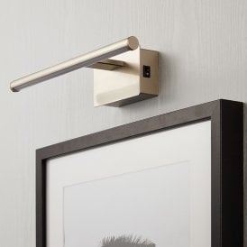 Slimline Medium Battery Operated LED Picture Light In Satin Nickel Finish