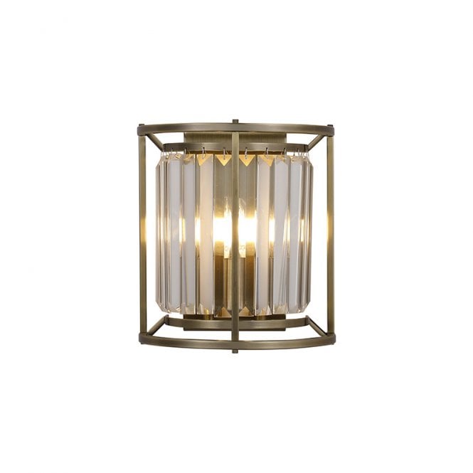 Discovery Lighting Wichita Crystal Flush Wall Light - Antique Brass