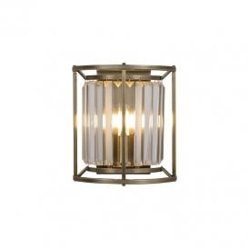 Wichita Crystal Flush Wall Light - Antique Brass