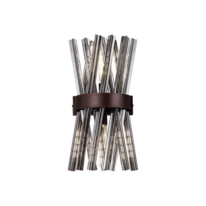 Discovery Lighting Woxsall Glass Flush Wall Light - Brown Oxide and Smoked Glass
