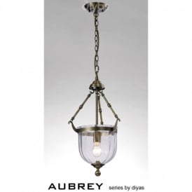 Aubery Single Light Lantern Style Ceiling Pendant in an Antique Brass Finish