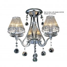 Bianco 3 Light Semi Flush Ceiling Fitting in Polished Chrome Finish with Asfour Crystals