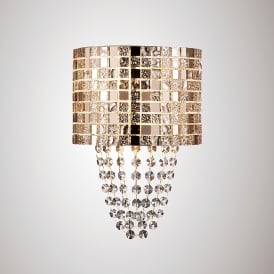 Camden Single Light Wall Fitting In Rose Gold Mosaic Glass And Crystal Finish