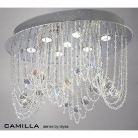 Camilla 7 Light Oval Shaped Crystal Ceiling Fixture in Polished Chrome