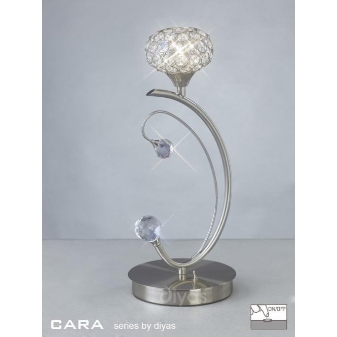 Diyas Cara Single Light Table Lamp In Satin Nickel Finish