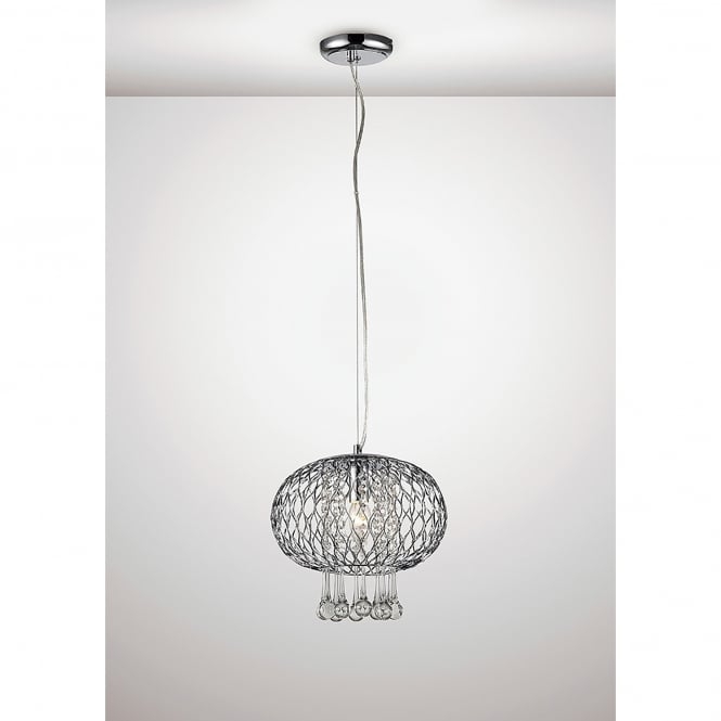 Diyas Chelsie Single Light Medium Ceiling Pendant In Polished Chrome Finish