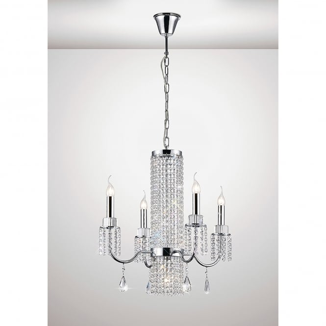 Diyas Emily 5 Light Ceiling Fitting In Polished Chrome And Crystal Finish