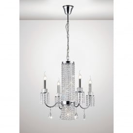 Emily 5 Light Ceiling Fitting In Polished Chrome And Crystal Finish