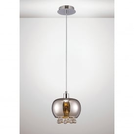 Pandora Single Light Ceiling Pendant In Black Chrome And Clear Crystal Finish