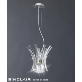 Sinclair 4 Light Polished Chrome Ceiling Pendant with Crystal Prisms