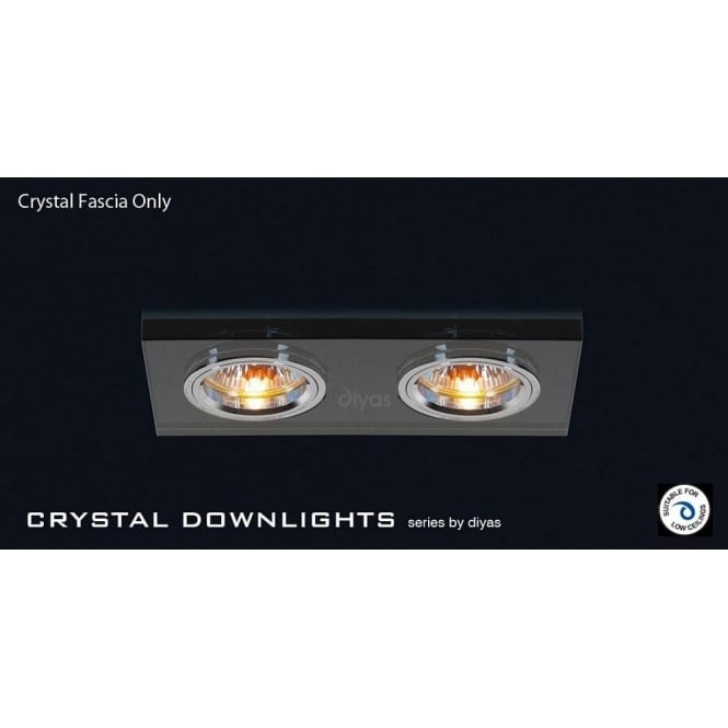 Diyas Slim Recessed Black Crystal Rectangle Downlight Fascia Only