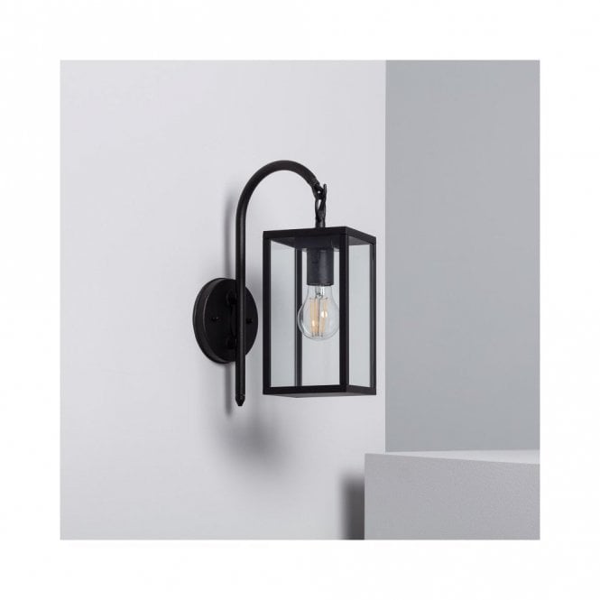 Iluzzia E1301  Atrium Single Light Outdoor Hanging Wall Lantern in Black Finish