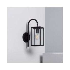 E1301 Iluzzia Atrium Single Light Outdoor Hanging Wall Lantern in Black Finish