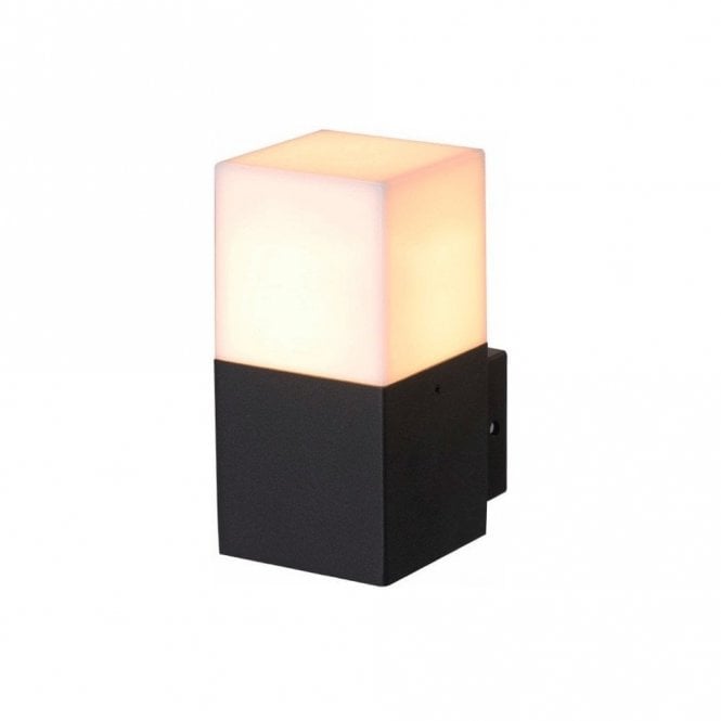 Iluzzia E1339  Domus Single Light Outdoor Wall Fitting in Black And Opal Finish