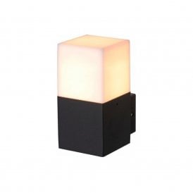 E1339 Iluzzia Domus Single Light Outdoor Wall Fitting in Black And Opal Finish