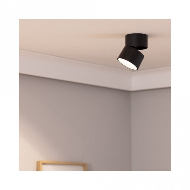 Iluzzia E2070 Onuba 15W Warm White LED Single Spotlight Fitting in Black Finish