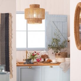 E2148 Iluzzia Neka Single Light Rope Ceiling Pendant Fitting in Natural Finish