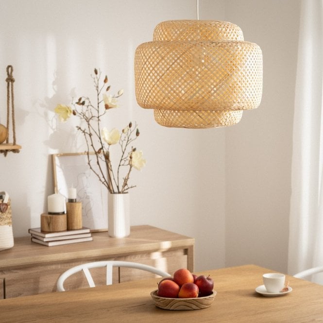 Iluzzia E2151  Nagua Bamboo Single Light Ceiling Pendant in Natural Finish