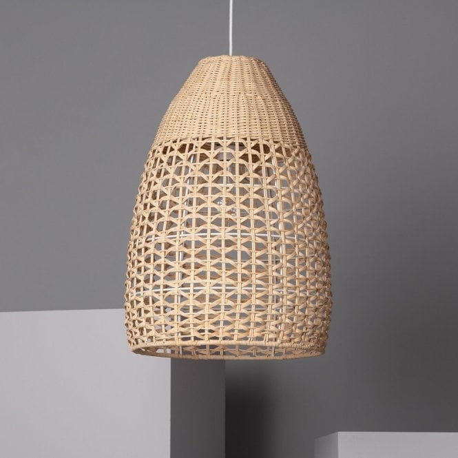 Iluzzia E2179  Jinan Single Light Rattan Ceiling Pendant Fitting in Natural Finish
