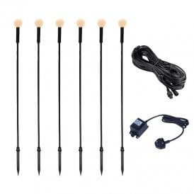 EasyFit Core 12v Garden Lights - Daisy LED Outdoor Feature Stake Light Kit - 6 Lights